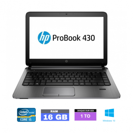 HP Probook 430 G1 Core i5 - Ram 16 go - Windows 10 - SSD 1 To - n°15102403 - GRADE B