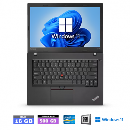 LENOVO L470 I3 - RAM 16 go - SSD 500 GO - Windows 11