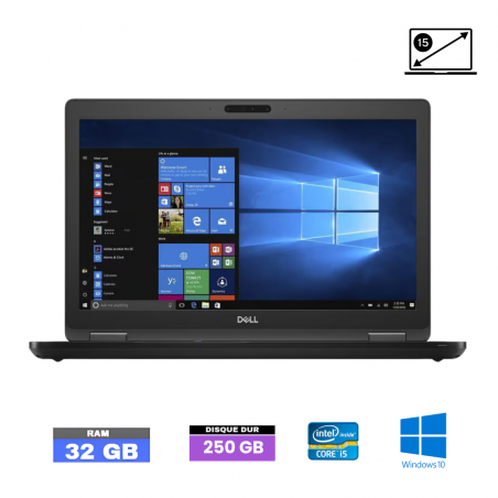 DELL LATITUDE 5590 I5-8350U- RAM 32 Go - SSD 250 Go - WINDOWS 10 - 030012596