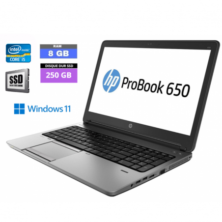 HP PROBOOK 650 G1 I5 - RAM 8 go - SSD 250 go - Windows 11 - N°27112312