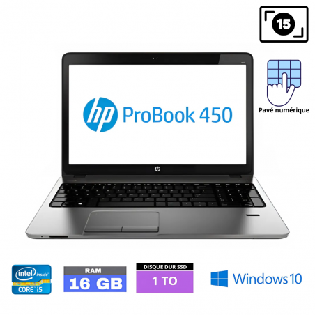 HP Probook 450 G2 Core i5 - SSD 1To- 16 Go RAM  sous Windows 10  - N°0204256 - GRADE B