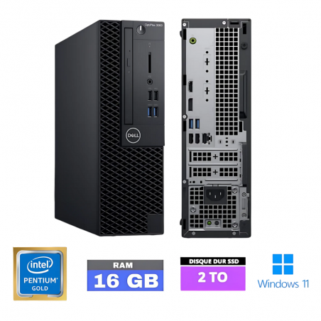 Dell Optiplex 3060 SFF - 16 Go RAM - SSD 2 To - Pentium Gold G5400 - Windows 11 - N°02509253 - GRADE B