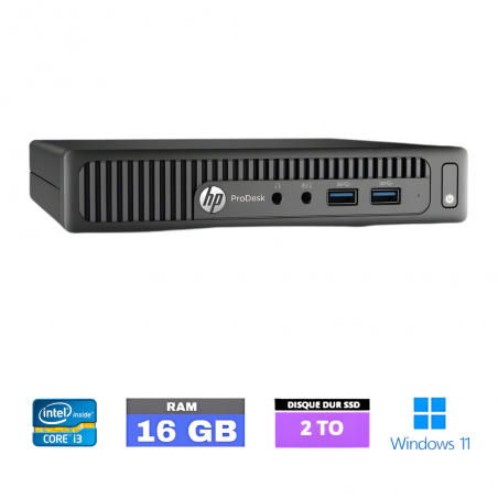 HP 400 G2 Mini  i3-6100 3.2GHz- RAM 16 GO SSD 2 TO - Windows 11 - N°01911250 - GRADE B