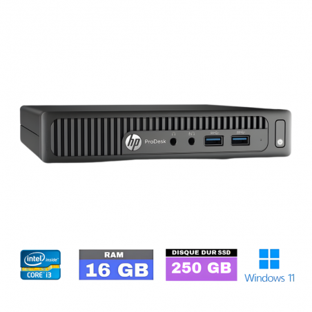 HP 400 G2 Mini i3-6100 3.2GHz - RAM 16 GO SSD 250 GO - Windows 11 - N°01911252 - GRADE B