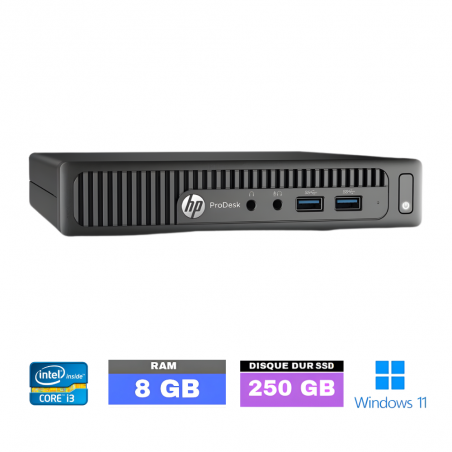 HP 400 G2 Mini i3-6100 3.2GHz - RAM 8 GO SSD 250 GO - Windows 11 - N°01911253 - GRADE B