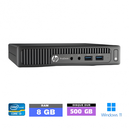 HP 400 G2 Mini i3-6100 3.2GHz - RAM 8 GO SSD 500 GO - Windows 11 - N°01911254 - GRADE B