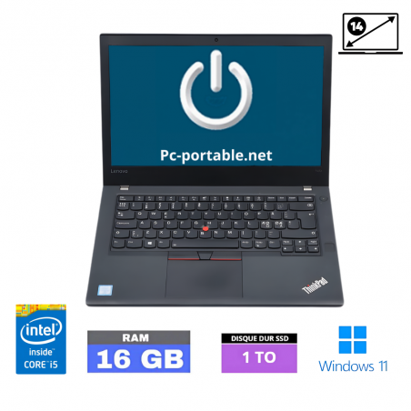 LENOVO T470 i5 - GRADE B - 16 Go RAM - 1 TO SSD - Windows 11 - N°141208