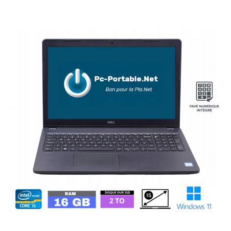 DELL 3580 i5-7200 - RAM 16 go - SSD 2 TO  - Windows 11 - GRADE B - Ref : 03040008