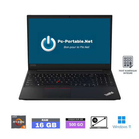 LENOVO E595 - AMD Ryzen  - Windows 11 - SSD 500 Go - Ram 16 Go - N°19030006 - GRADE B