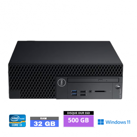 Dell Optiplex 3070 SFF Core i3-9100 3.60 GHz- RAM 32 Go - SSD 500 GO - WINDOWS 11- N°02042604 - GRADE B