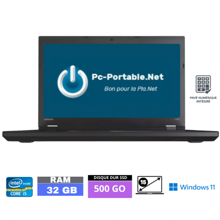 LENOVO L570 I5 - RAM 32 Go - SSD 500 GO - WINDOWS 11- N°02605271 - GRADE B