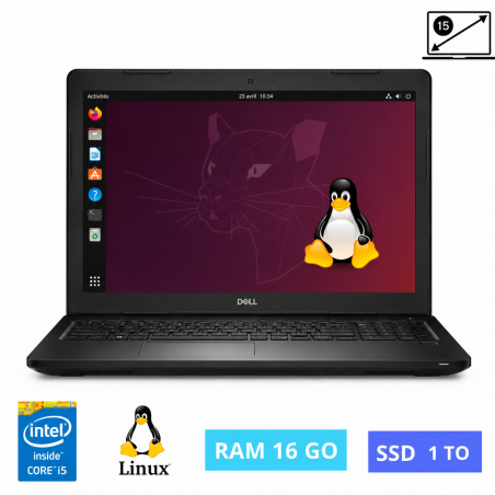 DELL LATITUDE 3580 I5-7200 - SOUS LINUX -  SSD 1TO - Ram 16 Go - Grade B - N°260728007