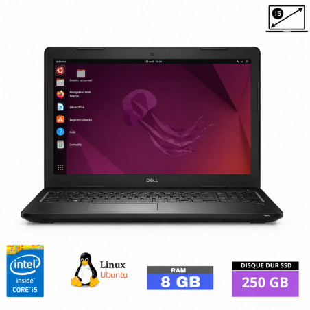 DELL LATITUDE 3580 I5-7200 - SOUS LINUX -  SSD 250 GO - Ram 8 Go - Grade B - N°260728001