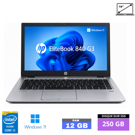 HP Probook 840 G3 Core i5 - SSD 250 Go- 12Go RAM  sous Windows 11  - N°260805001 - GRADE B