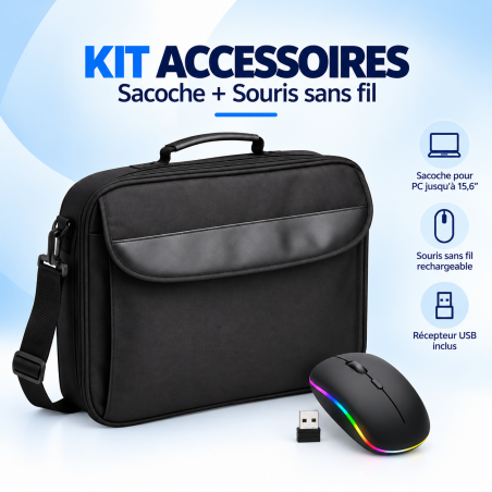Kit sacoche 15,6 pouces et souris bluetooth - N°KITSACSOURIS01 - GRADE B