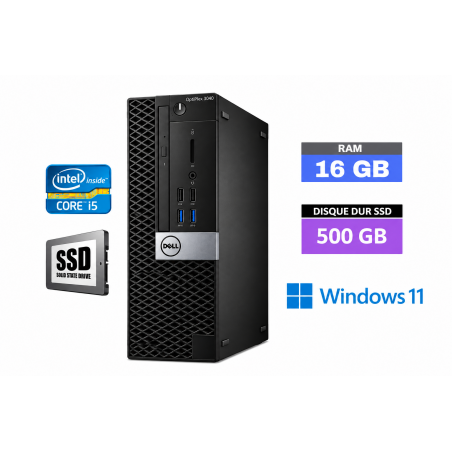 DELL 3040 SFF  Windows 11 - Core I5 -  SSD 500 Go  - Ram 16 Go - N°300507 - GRADE B