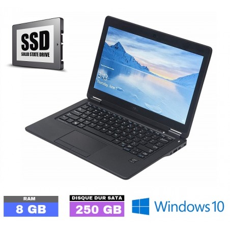 DELL E7250 Sous Windows 10 - Ram 8 Go-  Core I5 - SSD 250 GB  N°091301 - GRADE B
