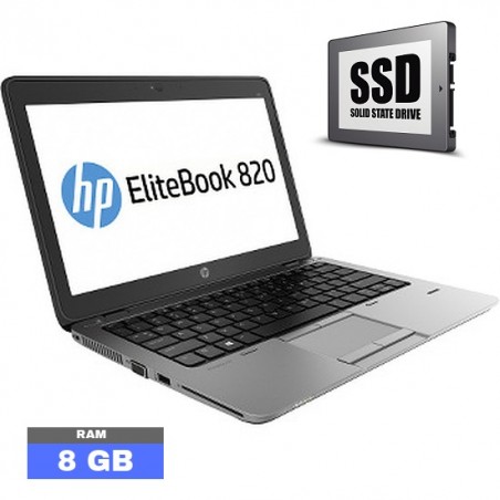 HP Elitebook 820 G1 Core i5 - 8 Go RAM - SSD  sous Windows 10  - N°093003 - GRADE B