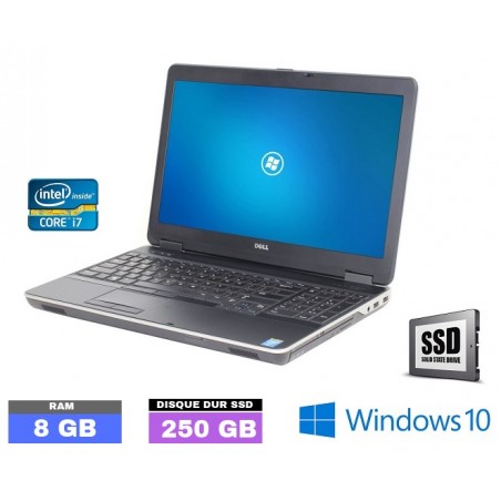 DELL LATITUDE E6540 Core I7 - SSD 250 Gb - Windows 10 - Ram 8 Go  - WEBCAM - N°090440