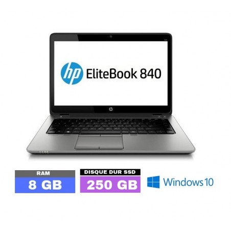 HP Elitebook 840 G1 Core i5 - SSD - 8Go RAM  sous Windows 10  - N°DA0130-01 - GRADE B