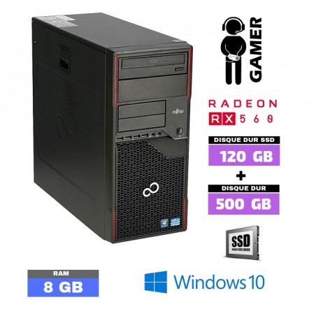 PC GAMER Fujitsu - Windows 10 - SSD + HDD 500 Go - Core I5 - Radeon RX560 4go -  Ram 8 Go - N°030460 - GRADE B