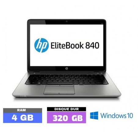 HP Elitebook 840 G1 Core i5 - Grade D - HDD 320 Go - 4Go RAM  sous Windows 10  - N°051030